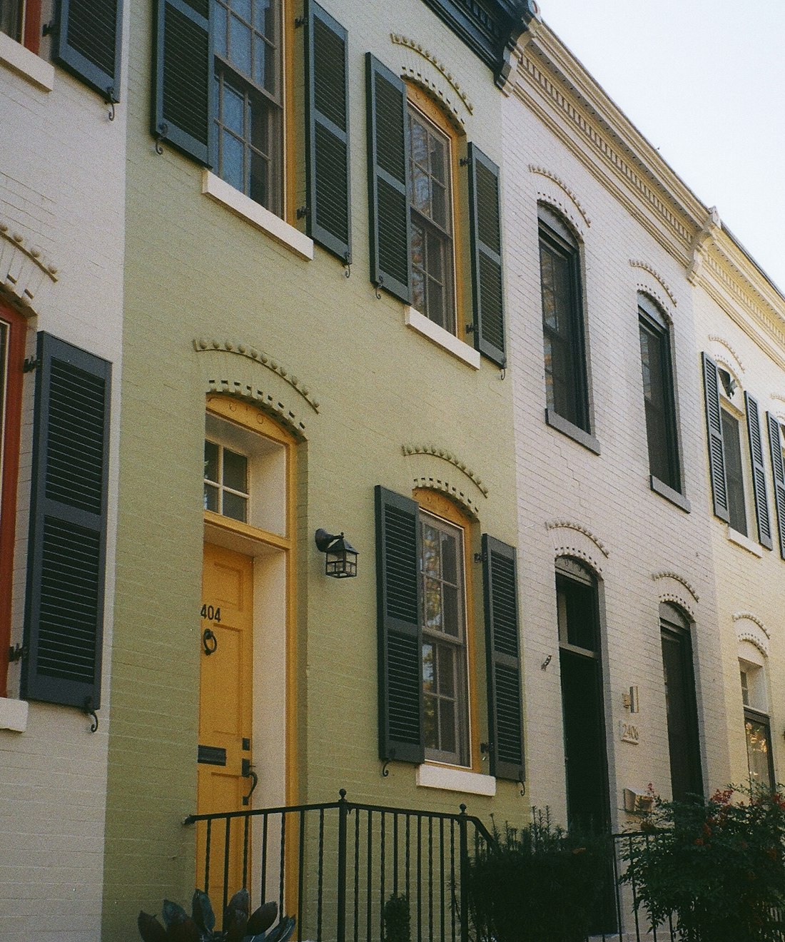 Cared-for Washington row houses with painted doors